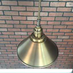 "Industrial Pendant Light -Antique Brass 8"" Cone Shade With Patented ""Huila" - thumbnail 3
