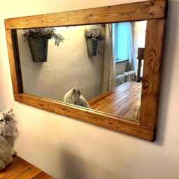 Handmade Rustic Wooden Wall Mirror, English Oak Wax Finish - thumbnail 3