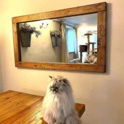Handmade Rustic Wooden Wall Mirror, English Oak Wax Finish - thumbnail 2