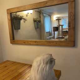 Handmade Rustic Wooden Wall Mirror, English Oak Wax Finish - thumbnail 4