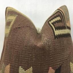 Vintage Turkish Kilim Pillow Cover, Handwoven Rustic Decor - 16x16 - thumbnail 2