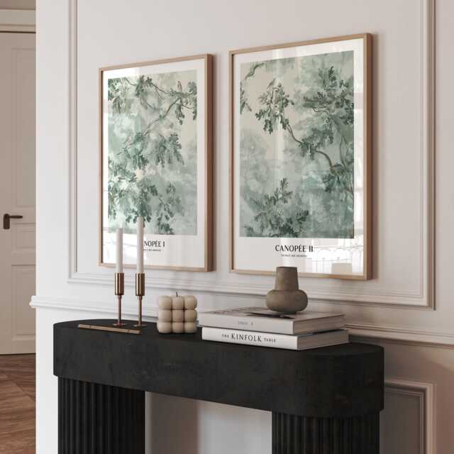 Set Of 2 Green Toile Botanical Prints, Sage Wall Art, Neutral Art Pair, Classic French Style Gallery - image 1
