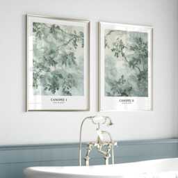 Set Of 2 Green Toile Botanical Prints, Sage Wall Art, Neutral Art Pair, Classic French Style Gallery - thumbnail 2