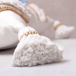 White Blue Cotton Macrame Bohemian, Bali Style Pillow Cover, Decorative Handmade Throw Cover, Embroidered Cover Wlcc032 - thumbnail 4