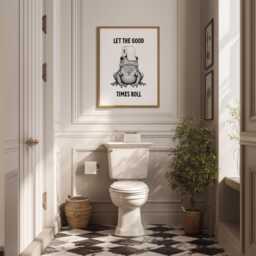 Frog Bathroom Print, Let The Good Times Roll. Funny Toilet Poster, Wall Art, Trendy Downstairs Quote. Quirky En Suite Decor - thumbnail 2