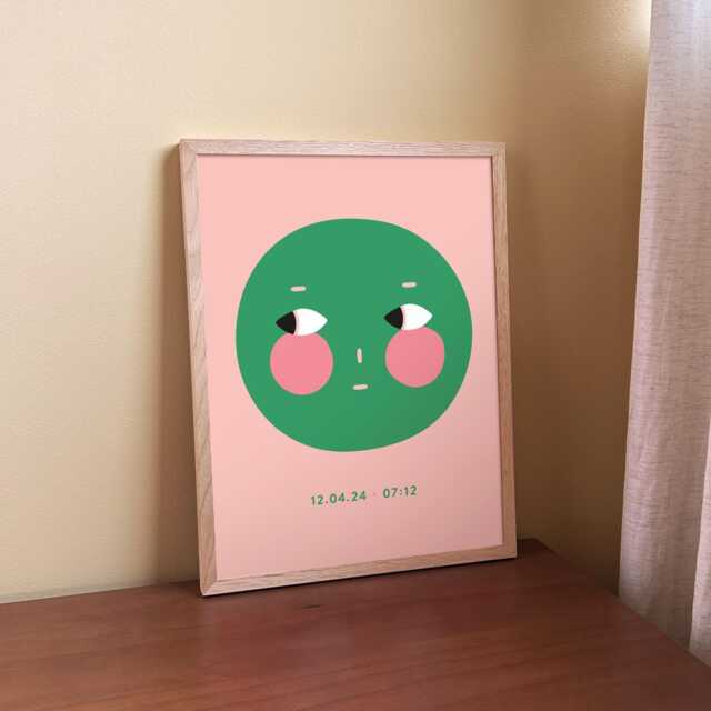 Birth Date Print - Custom Baby Poster, Pink Green Nursery Wall Art, Personalized - image 1