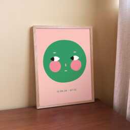 Birth Date Print - Custom Baby Poster, Pink Green Nursery Wall Art, Personalized - thumbnail 1