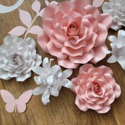 Custom Paper Flower Wall Decor With Free Name Sign - 3D Floral Nursery Art Personalised Name Sign Set - thumbnail 3