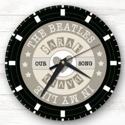 Beige Cream Grey Vinyl Record Any Song Custom Gift Personalised Clock