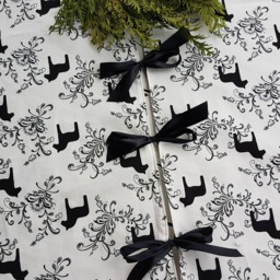 Dala Horse Tree Skirt, Christmas Monochrome Skirt - thumbnail 2