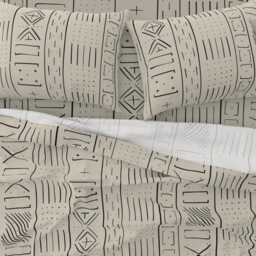 Mudcloth Sheets - Large - Bone White By Michelleaitchison Ethnic Tribal Geometric Cotton Sateen Sheet Set Bedding Spoonflower - thumbnail 3