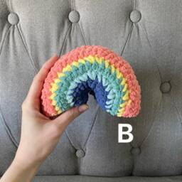 Crochet Rainbow Toy - Pastel Mint Stuffy Stuffie Doll Pillow - thumbnail 3