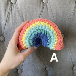 Crochet Rainbow Toy - Pastel Mint Stuffy Stuffie Doll Pillow - thumbnail 2