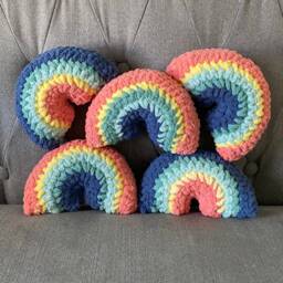 Crochet Rainbow Toy - Pastel Mint Stuffy Stuffie Doll Pillow