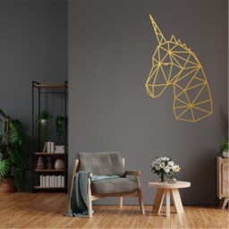 Geometric Unicorn Wall Art, Minimalist, Modern, Abstract, Decal, Mural, Transfer, Boho -G054 , 5 Sizes, 36 Colour Options - thumbnail 1
