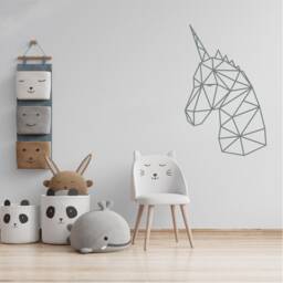 Geometric Unicorn Wall Art, Minimalist, Modern, Abstract, Decal, Mural, Transfer, Boho -G054 , 5 Sizes, 36 Colour Options - thumbnail 3