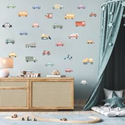 Kids Transport Wall Decal - Cute Vehicle Sticker Nursery Boys Cars Little Construction Decals - thumbnail 3