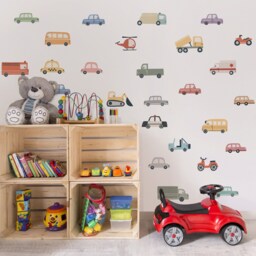 Kids Transport Wall Decal - Cute Vehicle Sticker Nursery Boys Cars Little Construction Decals - thumbnail 2