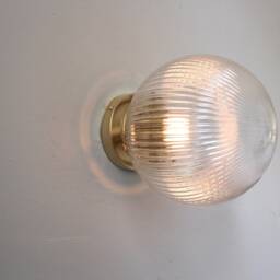 Wall Sconce Lamp, Brass Flush Mount Lighting Fixture, Ribbed 8 - thumbnail 2