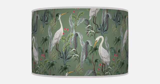 Handmade Heron Lampshade Sage Green Tropical Bird Pendant Light - image 1