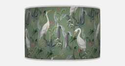 Handmade Heron Lampshade Sage Green Tropical Bird Pendant Light