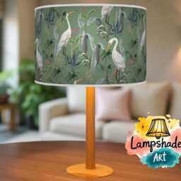 Handmade Heron Lampshade Sage Green Tropical Bird Pendant Light - thumbnail 3