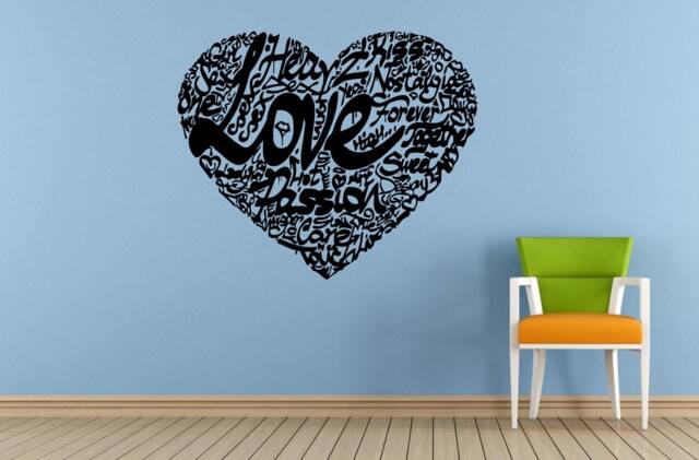 Love Passion Heart Graffiti Design Wall Or Car Vinyl Peal & Stick Removable Sticker Decal L1589 - image 1