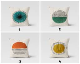 Abstract Geometric Cushion Cover, Sun Pillow Case, Mid Century Modern Living Room Decor, Bohemian Minimalist Drawing Case - thumbnail 1