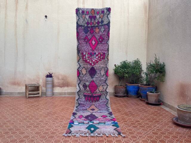 Colorful Boujaad Wool Rug Moroccan Berber Hallway Runner - 2.2 X 9.10 Ft - image 1
