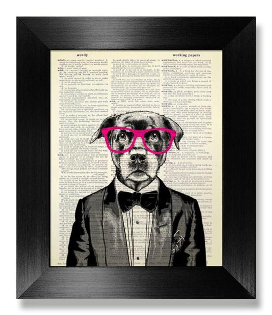 Boxer Dog Art Print in Suit, Office Wall Art, Bathroom Decor Bedroom Decal, Unique Gift Man Cool Gift Him, Illustration Poster