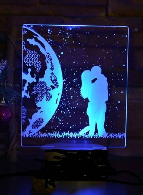Lovers, Personalized 3D Illusion Smart App Control Night Light Bluetooth, Music, 7&16M Color Mobile App, Made in UK - image 1
