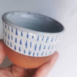 Ceramic Planter Handmade Pottery Blue & White Plant Pot Terracotta Rustic Style Coastal Decor Simple New Home Gift - thumbnail 2
