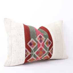 Handwoven Turkish Kilim Lumbar Pillow Bohemian Home Decor - 16x24 Inch - thumbnail 3