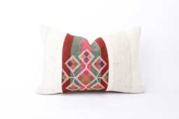 Handwoven Turkish Kilim Lumbar Pillow Bohemian Home Decor - 16x24 Inch - thumbnail 1