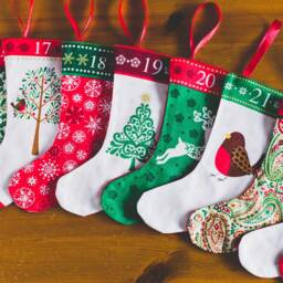 Handmade Mini Christmas Stockings Advent Calendar Makower Fabric - thumbnail 2