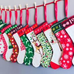 Handmade Mini Christmas Stockings Advent Calendar Makower Fabric - thumbnail 3