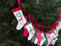 Handmade Mini Christmas Stockings Advent Calendar Makower Fabric