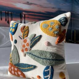 Punch Needle Pillowcase, Floral Throw Pillow, Fall Pillow Cover, Unique Pillows, Couch Tufted New Homeowner Gift - thumbnail 2