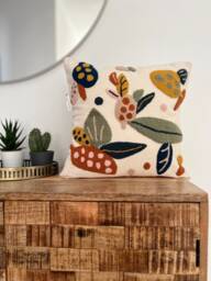 Punch Needle Pillowcase, Floral Throw Pillow, Fall Pillow Cover, Unique Pillows, Couch Tufted New Homeowner Gift - thumbnail 1
