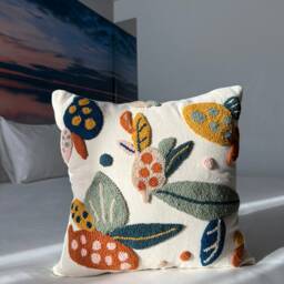 Punch Needle Pillowcase, Floral Throw Pillow, Fall Pillow Cover, Unique Pillows, Couch Tufted New Homeowner Gift - thumbnail 3