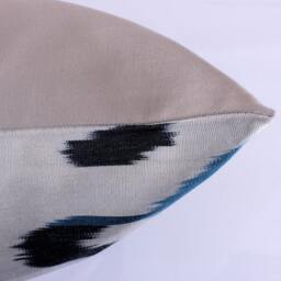 Ikat Silk Velvet Pillow 16x24 - Handmade Boho Cushion Cover Turkish Home Decor Accent - thumbnail 3