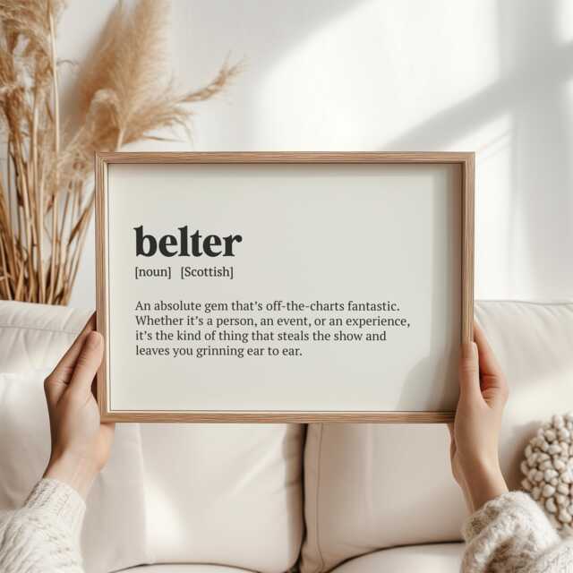 Scottish Gift - Belter Slang Print, Funny Wall Art, Decor, Man Cave Poster, Unique Scotland Gift, Typography Definition Art - image 1