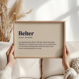 Scottish Gift - Belter Slang Print, Funny Wall Art, Decor, Man Cave Poster, Unique Scotland Gift, Typography Definition Art - thumbnail 3
