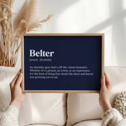 Scottish Gift - Belter Slang Print, Funny Wall Art, Decor, Man Cave Poster, Unique Scotland Gift, Typography Definition Art - thumbnail 2