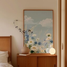 Blue Daisy Meadow Poster, Wildflower Print, Botanical Wall Art - thumbnail 2