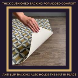 Blue Runner Floor Mat in Geometric Tile Pattern For Kitchens & Hallways - thumbnail 4