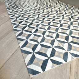 Blue Runner Floor Mat in Geometric Tile Pattern For Kitchens & Hallways - thumbnail 3