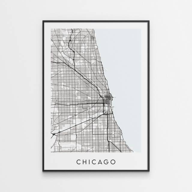 Chicago Map Print - Minimal Poster Art Illinois Usa - image 1