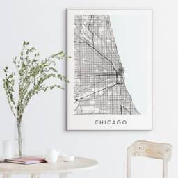 Chicago Map Print - Minimal Poster Art Illinois Usa - thumbnail 3
