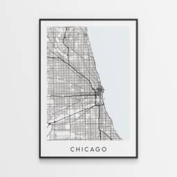 Chicago Map Print - Minimal Poster Art Illinois Usa - thumbnail 1